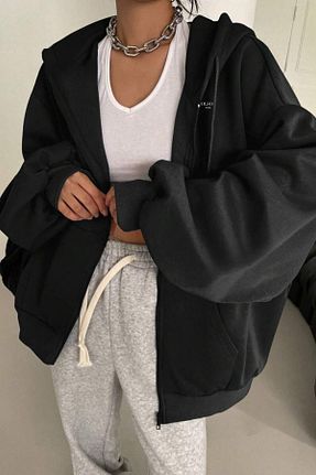 سوئیشرت مشکی زنانه ساده MODASHOT - کد 888518975