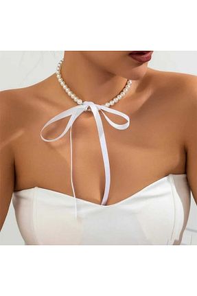 گردنبند جواهر سفید زنانه مروارید ROSAMOR - کد 888516558