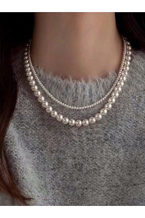 گردنبند جواهر سفید زنانه مروارید SHİNELİZE - کد 888517890