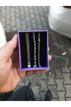 دستبند استیل (فولاد) طوسی زنانه استیل (فولاد) MEKKANMODA - کد 888519520