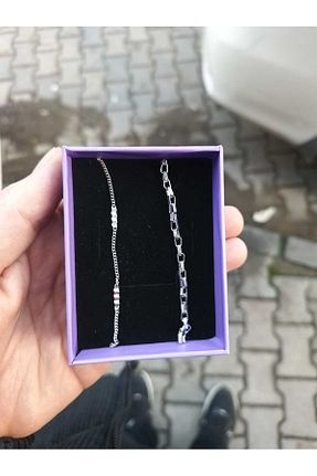 دستبند استیل (فولاد) طوسی زنانه استیل (فولاد) MEKKANMODA - کد 888519352