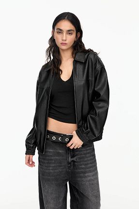کت مشکی زنانه Comfort Pull & Bear - کد 888636560