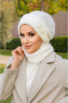کلاه شنای حجاب سفید زنانه Aişe Tesettür - کد 888914539
