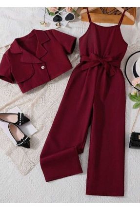 ست بالاتنه و پائین تنه زرشکی بچه گانه بافتنی shop - کد 888558487