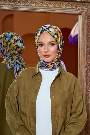 روسری بنفش پنبه پلی استر İpekhan - کد 850310981