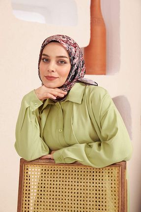 روسری زرشکی پنبه پلی استر İpekhan - کد 681103559