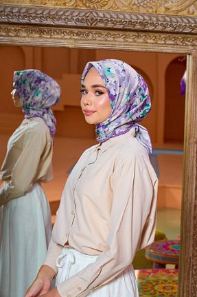 روسری بنفش پنبه پلی استر İpekhan - کد 850310290