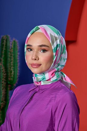 روسری صورتی پنبه پلی استر İpekhan - کد 850315591
