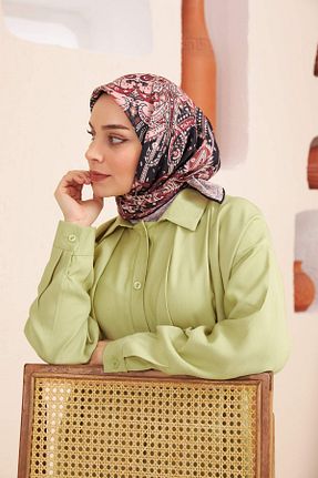 روسری زرشکی پنبه ای İpekhan - کد 681103559