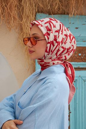 روسری قرمز پنبه پلی استر İpekhan - کد 745932826