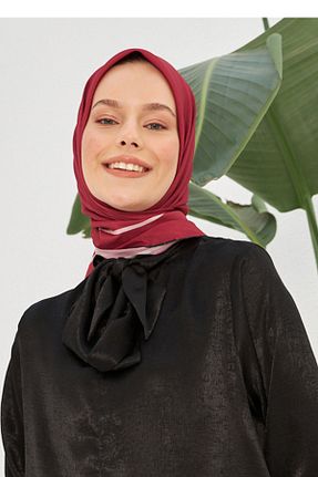 روسری زرشکی پنبه پلی استر İpekhan - کد 446547807