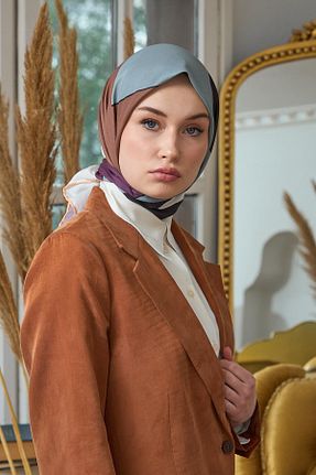 روسری طوسی پنبه پلی استر İpekhan - کد 832757993