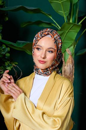 روسری نارنجی پنبه پلی استر İpekhan - کد 850314571