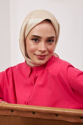 روسری بژ پنبه پلی استر İpekhan - کد 681104465