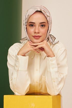 روسری قهوه ای پنبه پلی استر İpekhan - کد 648329958