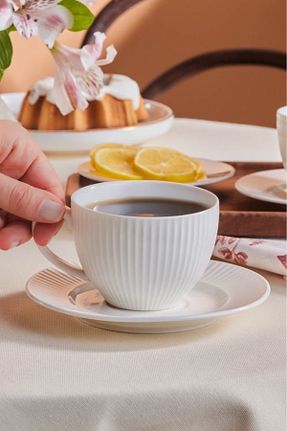 فنجان چای سفید استخوان چینی Karaca - کد 878097454
