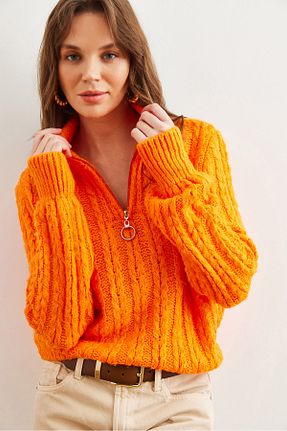 پلیور نارنجی زنانه ساده Olalook - کد 887549942