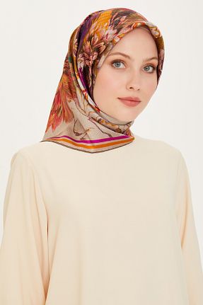 روسری بژ کرپ ساتن ابریشم Armine - کد 887316708