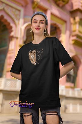 تیشرت مشکی زنانه یقه خدمه oneagılyazı - کد 886719992