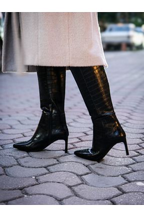 چکمه مشکی زنانه چرم مصنوعی Munshoes - کد 886721292