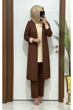 ست بالاتنه و پائین تنه حجاب قهوه ای زنانه Blazer modasura - کد 838986545