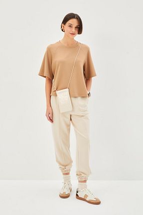 تیشرت قهوه ای زنانه رگولار Allyco - کد 880004746