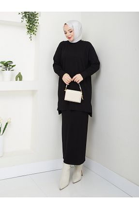 ست بالاتنه و پائین تنه حجاب مشکی زنانه رگولار MODAMÜNASİP - کد 886749659