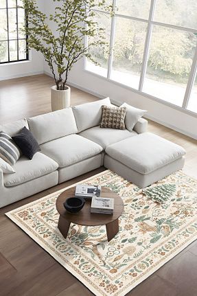 فرش بژ قابل شستشو Homefesto - کد 886747429