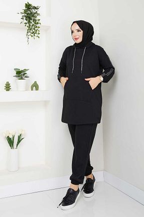 ست گرمکن سایز بزرگ مشکی زنانه پنبه ای CNG MODA - کد 886746849