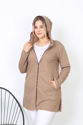 سوئیشرت سایز بزرگ قهوه ای زنانه رگولار ESPİNA - کد 886733014