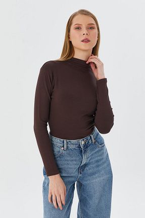 بلوز قهوه ای زنانه ساده Shopping Shop - کد 886778348