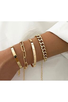 دستبند استیل (فولاد) طلائی زنانه استیل (فولاد) Lala - کد 886822894