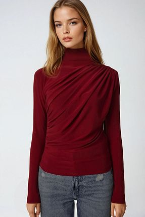 بلوز زرشکی زنانه ساده VAGGON - کد 886800741