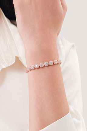 دستبند نقره صورتی زنانه 925 عیار Tmt Silver - کد 886827561