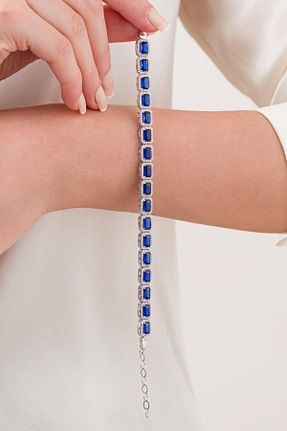 دستبند نقره آبی زنانه 925 عیار Tmt Silver - کد 886995223