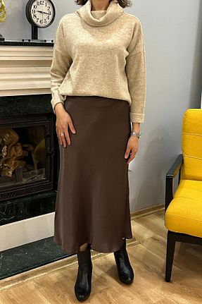 دامن سرمه ای زنانه ساتن SeHlen Butik - کد 886880837