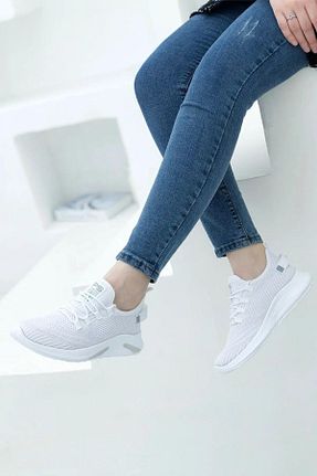 کفش اسنیکر سفید زنانه بند دار PASOMİA - کد 838182975
