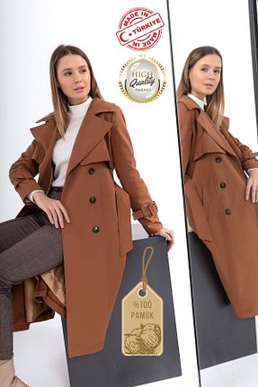 ترنچکت قهوه ای زنانه %100 پنبه PASTELASTORE - کد 51322200