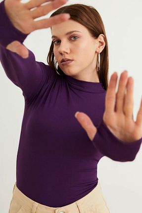بادی بنفش زنانه یقه نیم ماهیگیر Bipantolon - کد 886981912