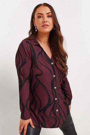 پیراهن سایز بزرگ زرشکی زنانه سایز بزرگ Stil Diva - کد 887012831