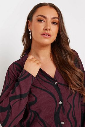 پیراهن سایز بزرگ زرشکی زنانه سایز بزرگ Stil Diva - کد 887012831