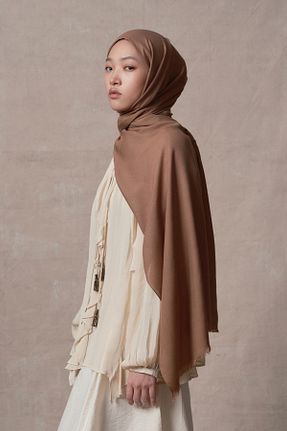 شال قهوه ای زنانه ویسکون Qef - کد 887001319