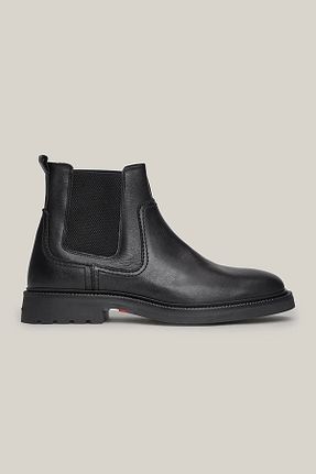بوت / نیم بوت مشکی مردانه پاشنه ضخیم Tommy Hilfiger - کد 855482486