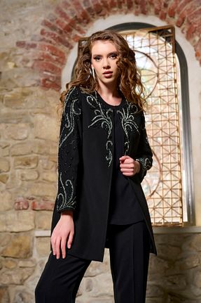 ست بالاتنه و پائین تنه مشکی زنانه بافتنی Doğaner - کد 887087286