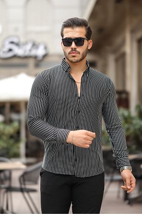 پیراهن مشکی مردانه اسلیم فیت YŞRLİNE COLLECTİON - کد 887015089