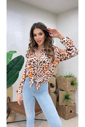 پیراهن قهوه ای زنانه رگولار MODA - کد 887042985