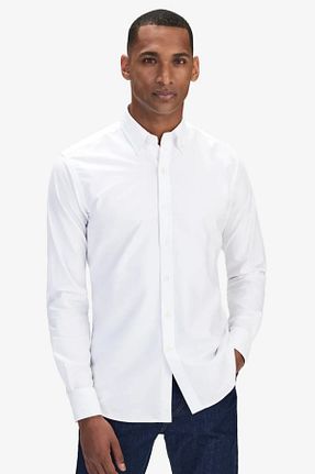 پیراهن سفید مردانه Fitted alenmeza - کد 887036991