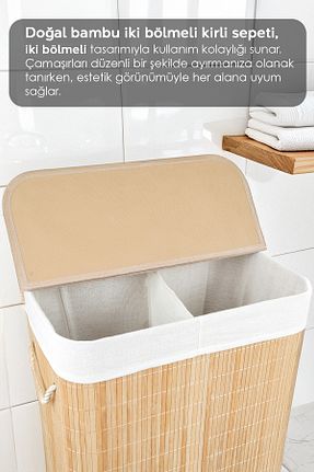 سبد لباس بژ بامبو Meleni Home - کد 887064916