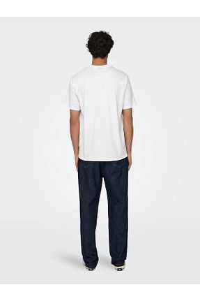 تیشرت سفید مردانه یقه بند دار Only & Sons - کد 821810158