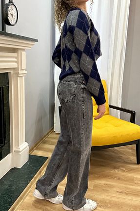 شلوار جین طوسی زنانه پاچه گشاد SeHlen Butik - کد 881977628